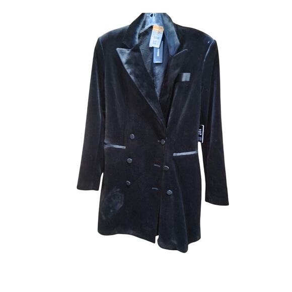Express Black Velvet Double Breasted Blazer Size Small New with Tags - Picture 1 of 11